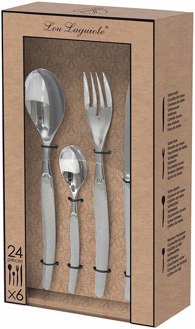Bestekset 24 delig Lou Laguiole Jet Satin