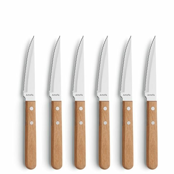 Steak- pizza messen set 6 delig 7000 Amefa wood