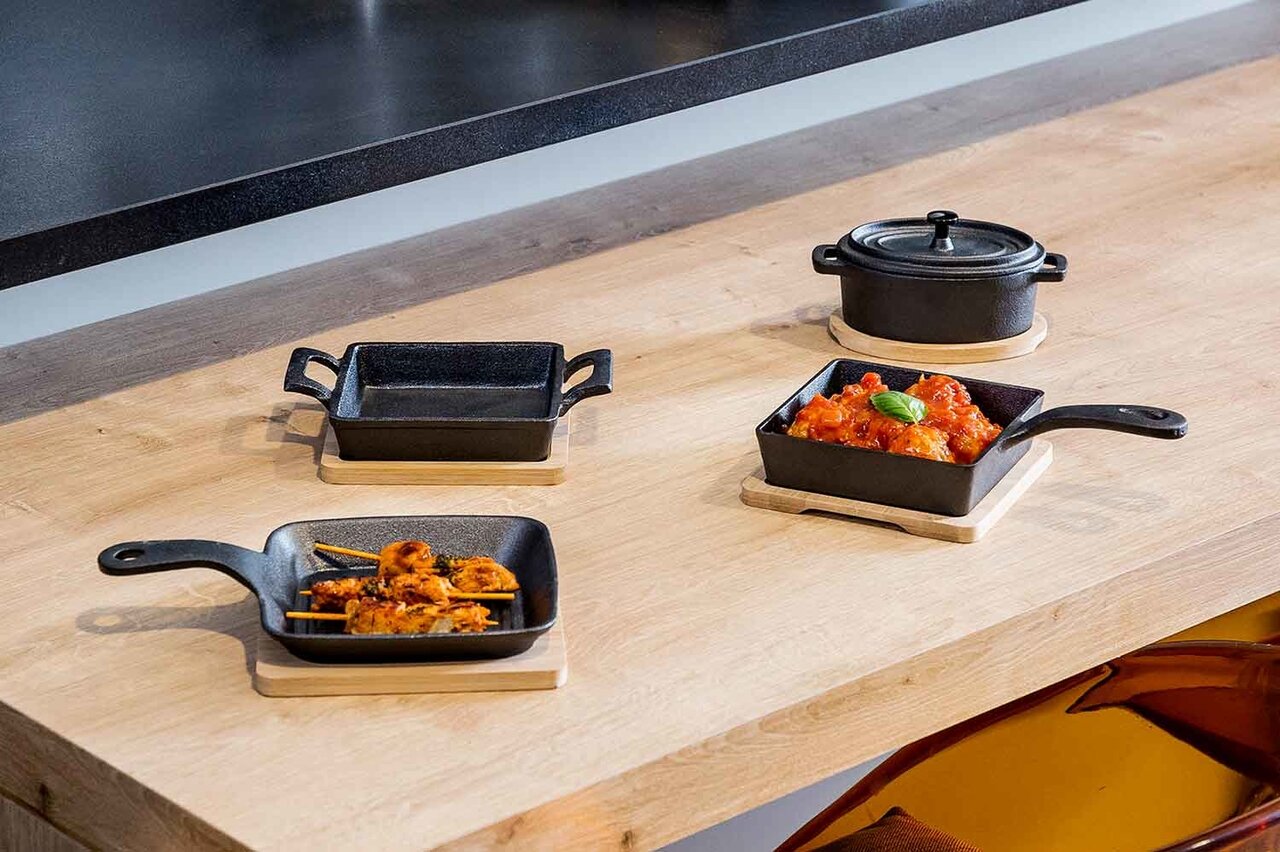 Gietijzer grillpan 15 cm op plankje