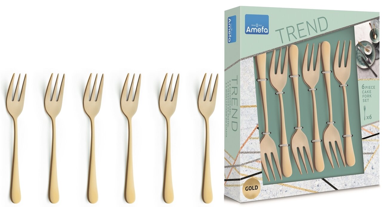 Gebaksvorkjes set van 6 Austin Vintage goud Amefa