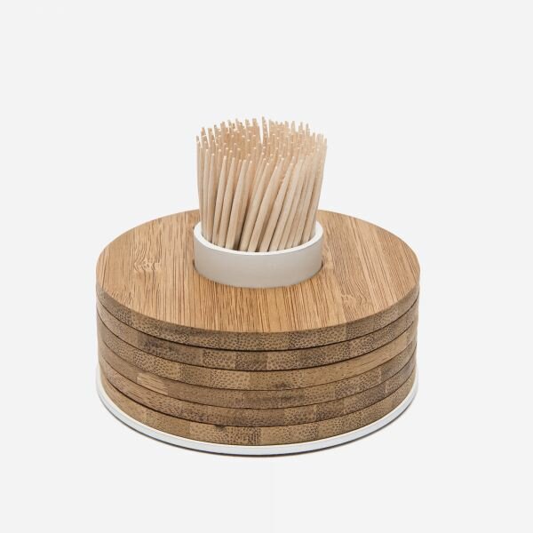 Glasonderzetters set van 6 bamboe by Tore Bleuz&eacute;