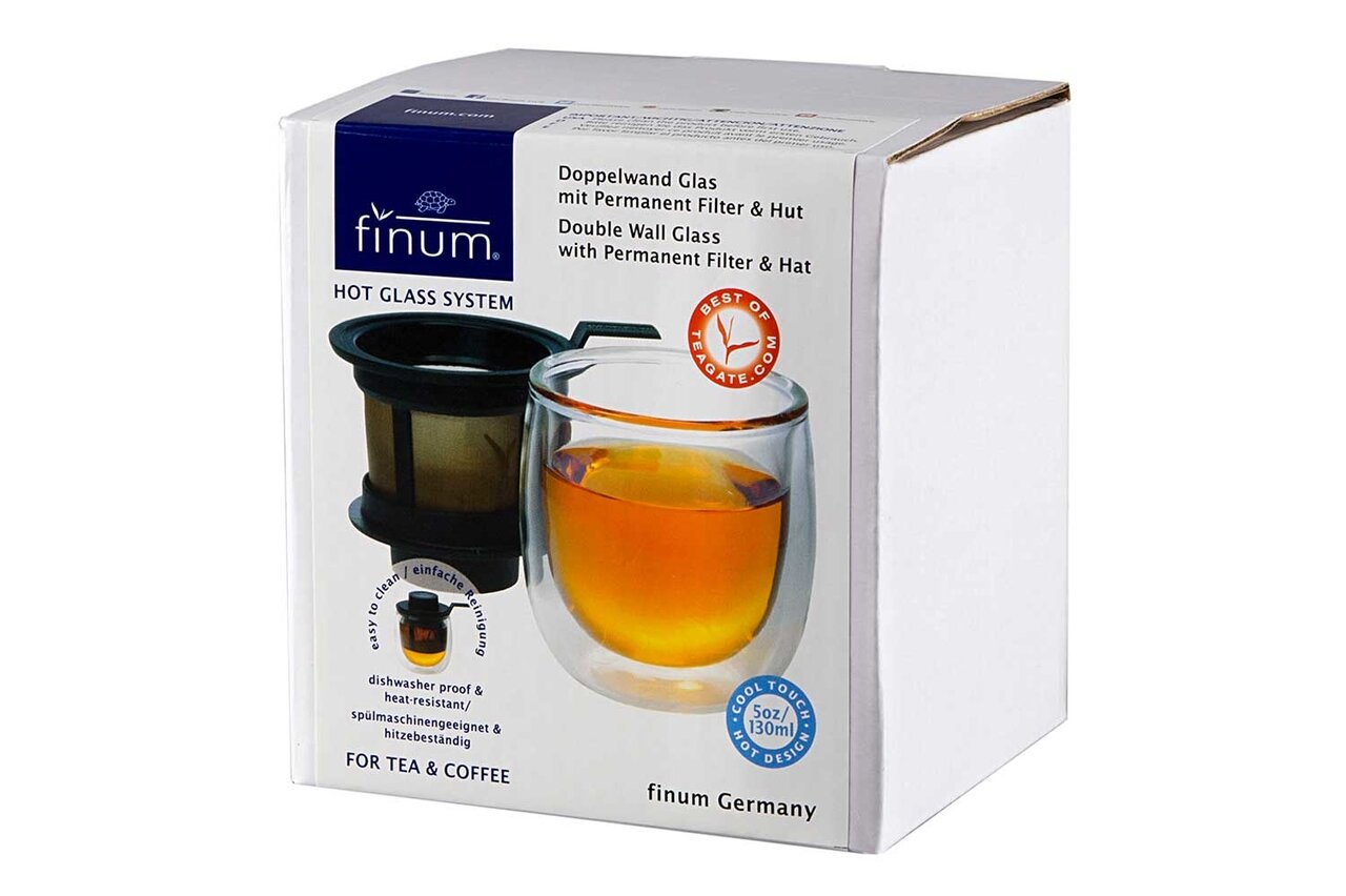 Theeglas met filter zwart 130 ml Finum