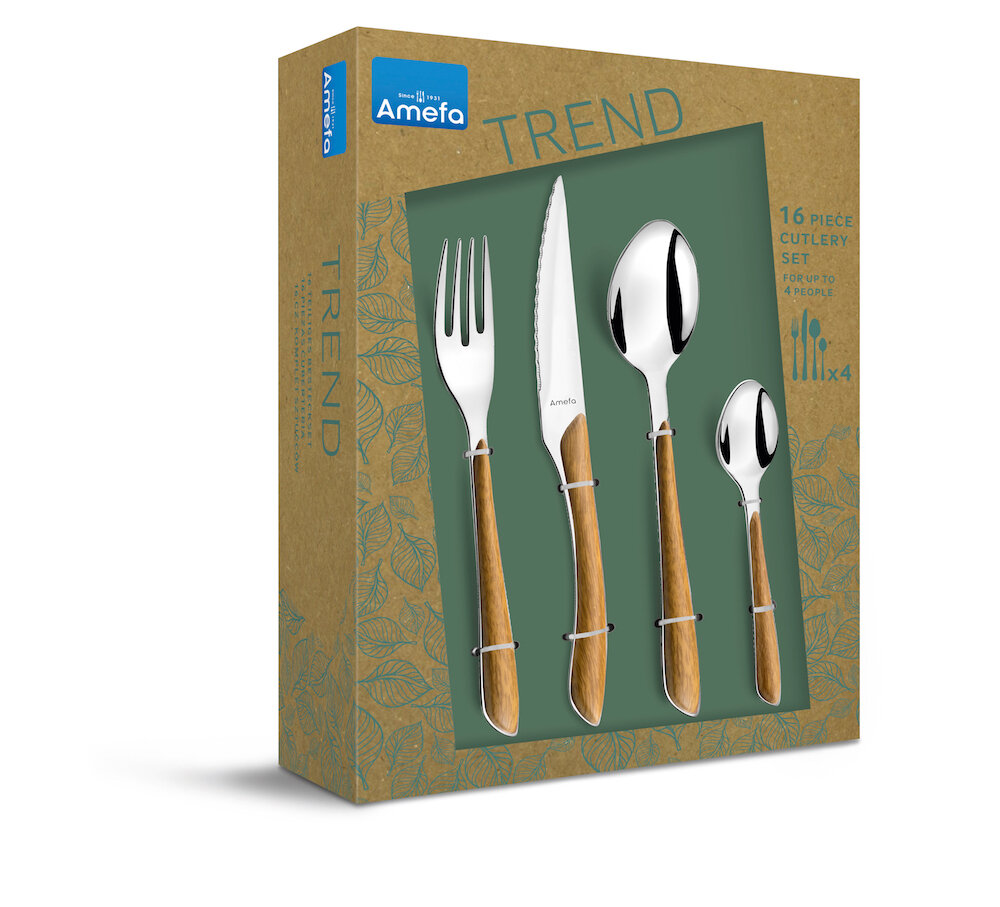 Amefa Bestekset Eclat Naturel hout 16-delig