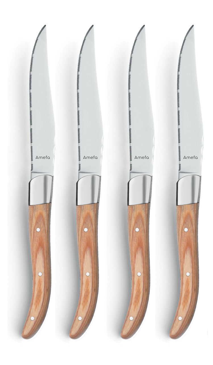 Amefa Steakmessen Royal 4-delig Naturel Hout