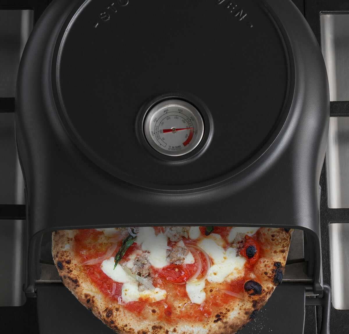 Stove top pizza oven Fernus Charcoal Mat zwart 