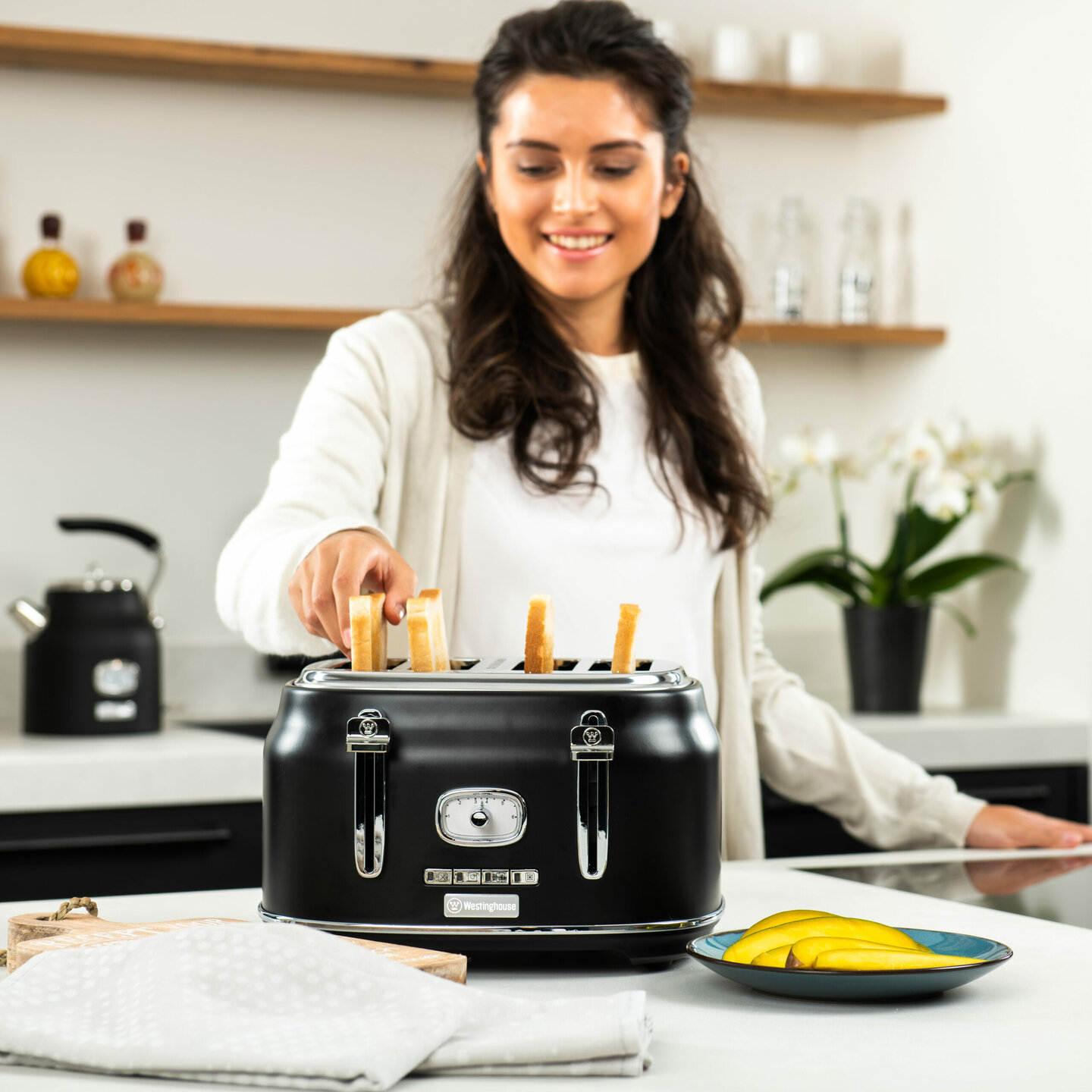 Retro Broodrooster 4 Slice Toaster Zwart Westinghouse