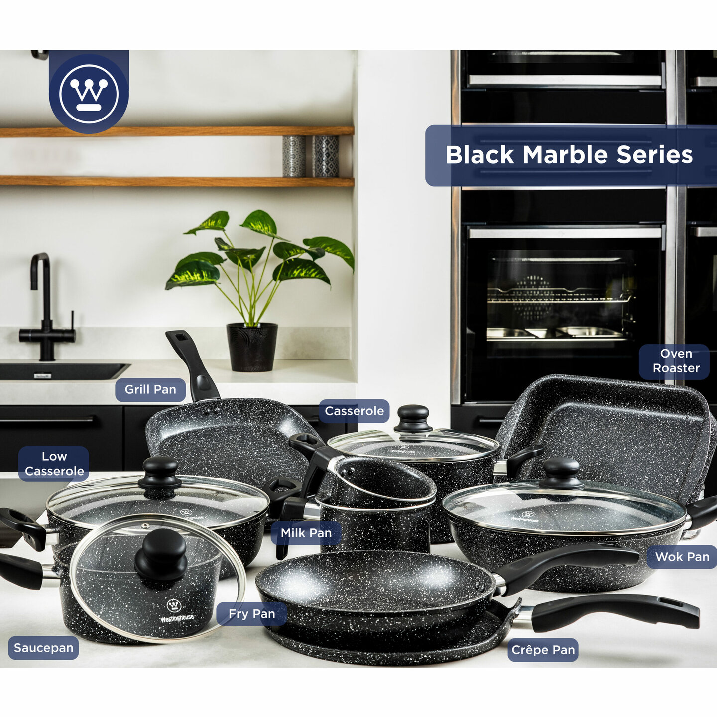 Wokpan 30 cm Black Marble Westinghouse