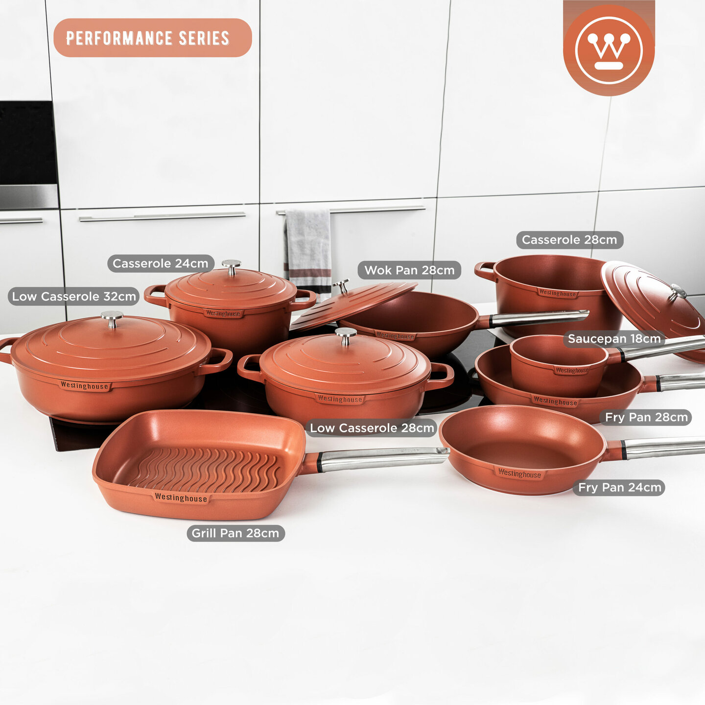 Kookpan 28 cm Rood Performance Series Inductie Westinghouse