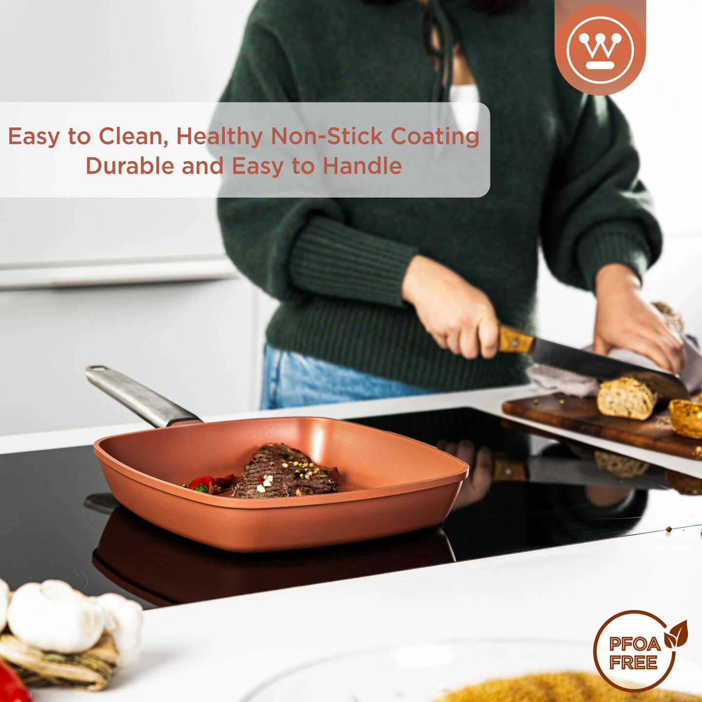 Grillpan 28 cm Rood Performance Series Inductie Westinghouse