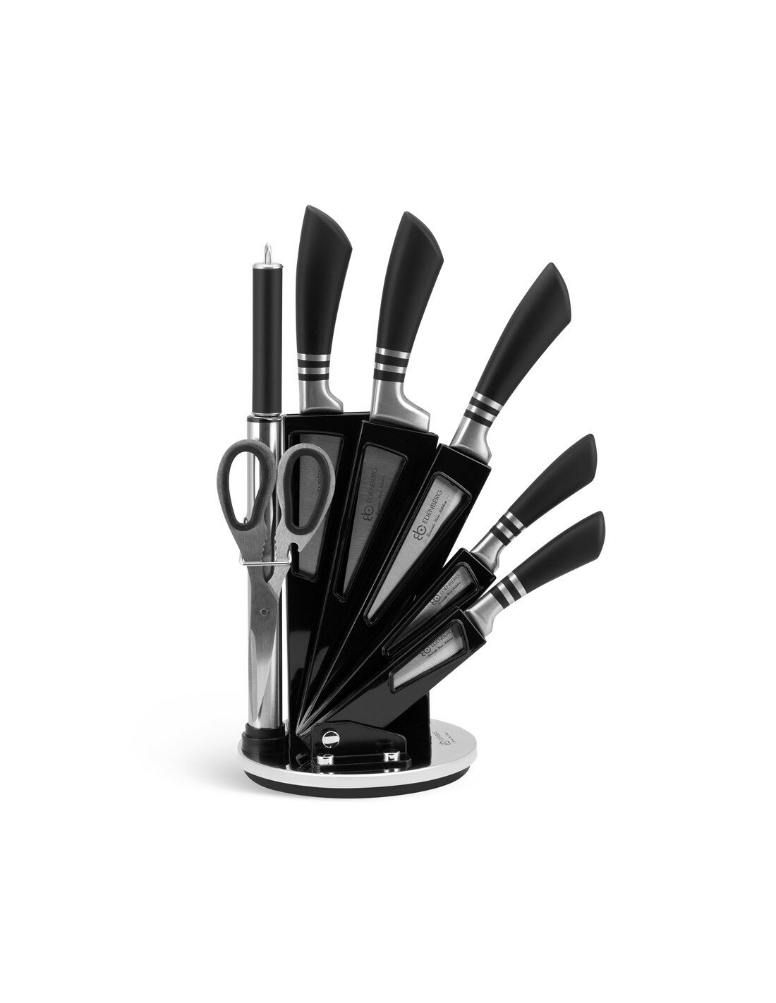 Messenset 8-Delig met messenhouder Ed&euml;nb&euml;rg Black Line