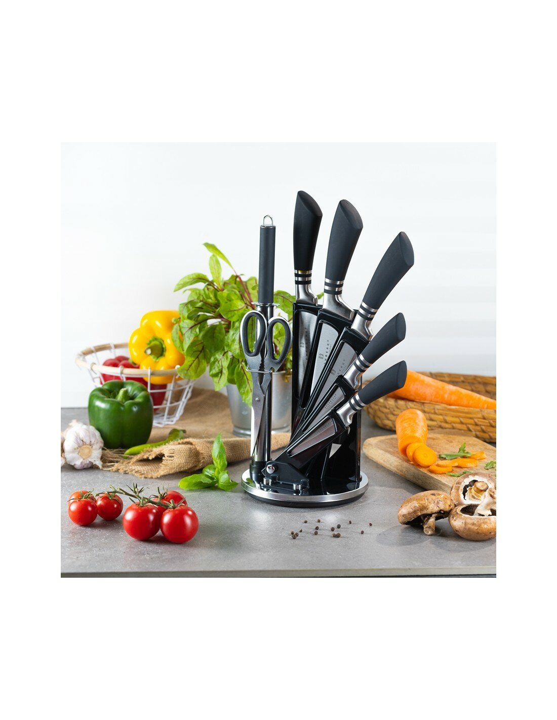 Messenset 8-Delig met messenhouder Ed&euml;nb&euml;rg Black Line 2