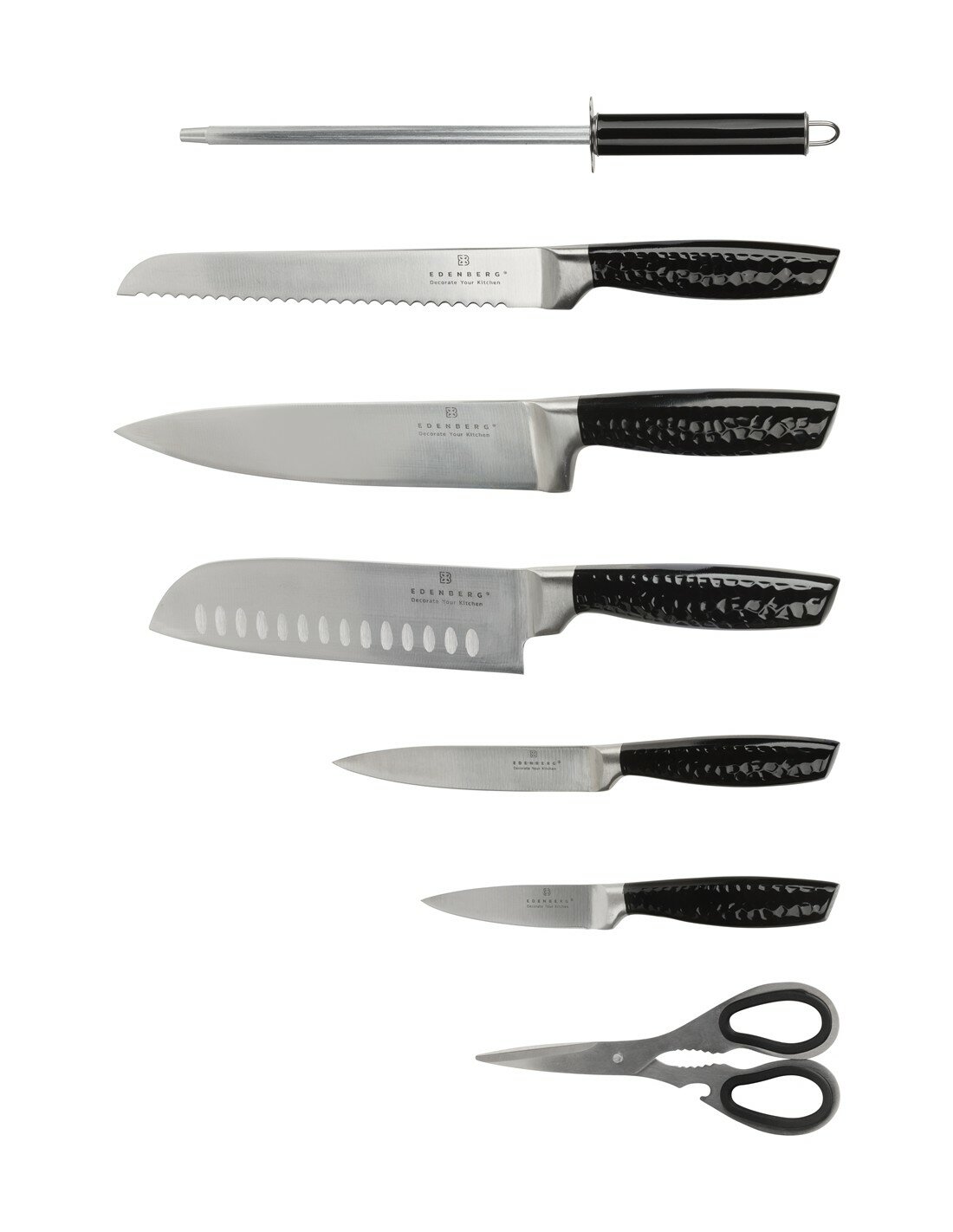 Messenset 8-Delig met transparante messenhouder Ed&euml;nb&euml;rg Black Line 1