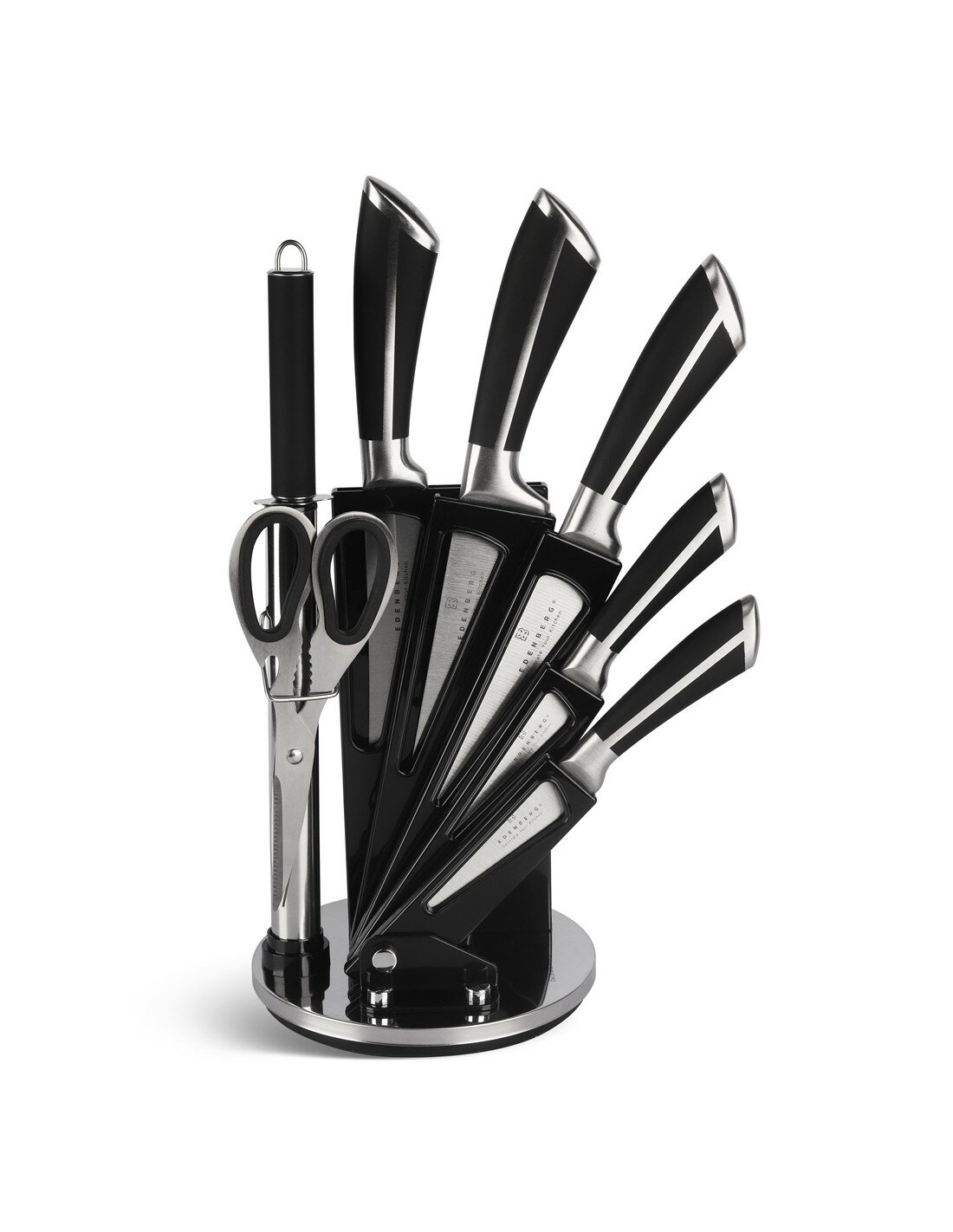 Messenset 8-Delig met luxe messenhouder Ed&euml;nb&euml;rg Black Line