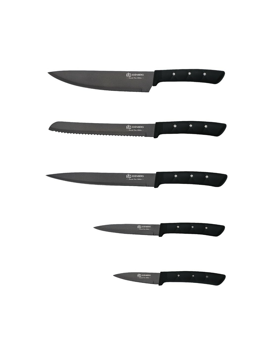 Messenset 6-Delig met messenhouder Ed&euml;nb&euml;rg Black Line 1