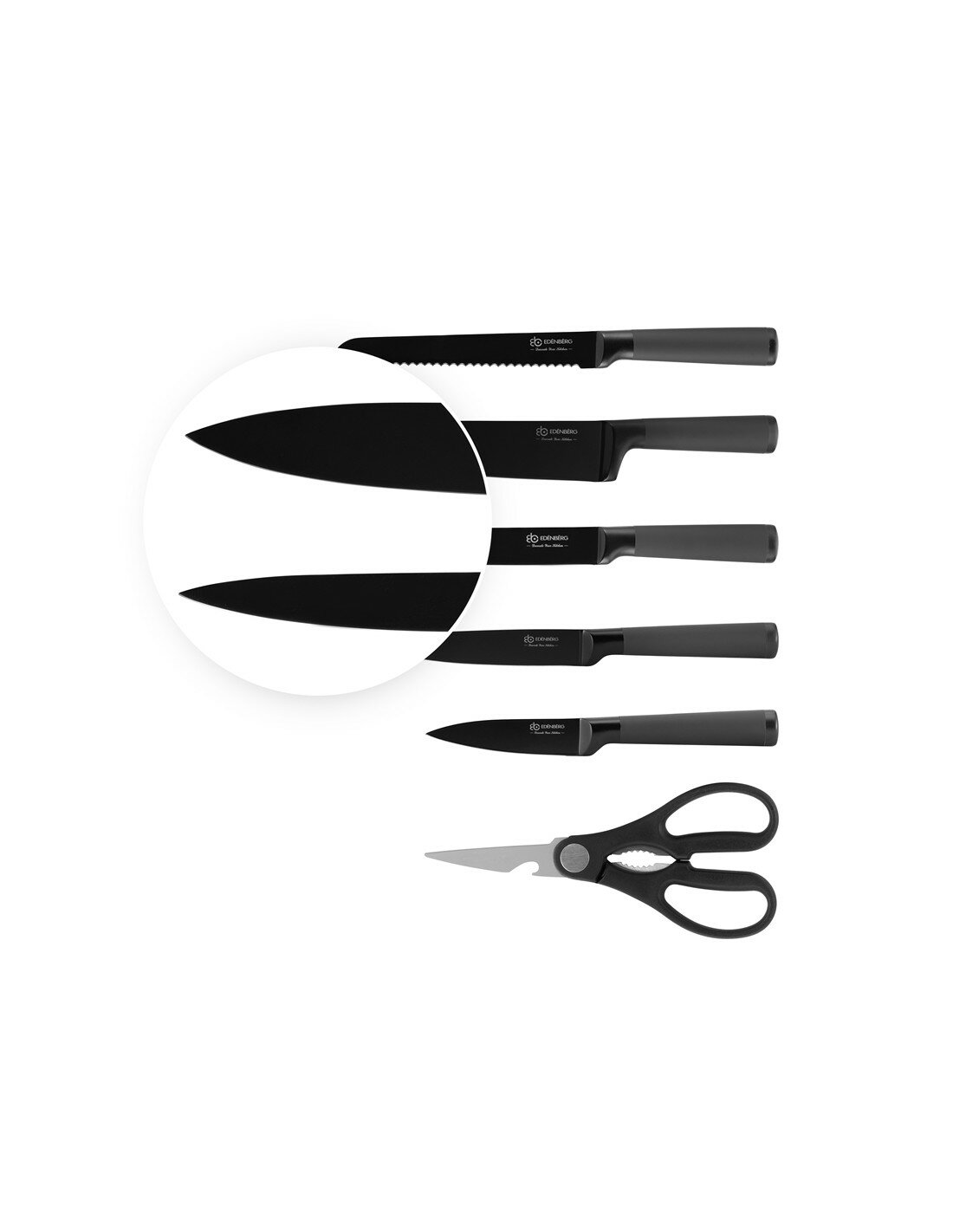 Messenset 7-Delig met messenhouder Ed&euml;nb&euml;rg Black Line 1