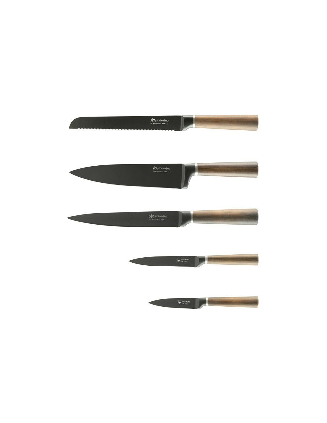 Messenset 6-Delig met houten messenhouder Ed&euml;nb&euml;rg Prestige Line 1