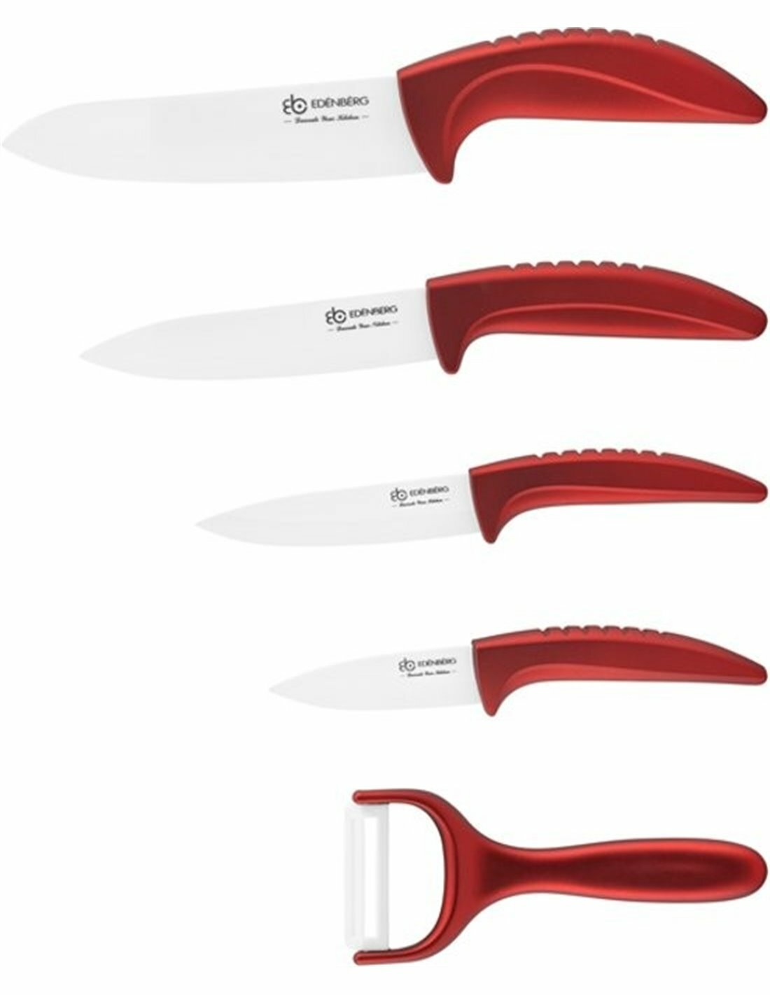 Messenset 6-Delig met messenhouder Ed&euml;nb&euml;rg Red Line 1