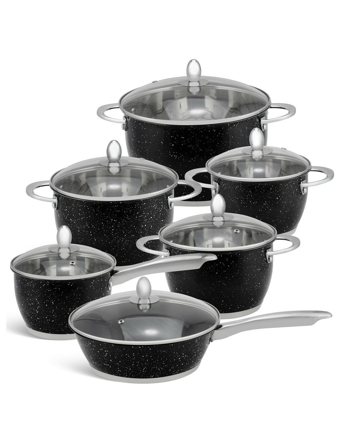 Pannenset Luxe 12-Delig RVS Sandwichbodem Black Line Ed&euml;nb&euml;rg