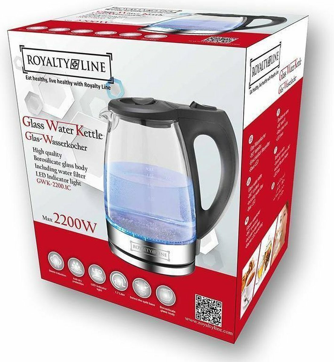 Waterkoker blauw snoerloos 1,7 liter Royalty Line 