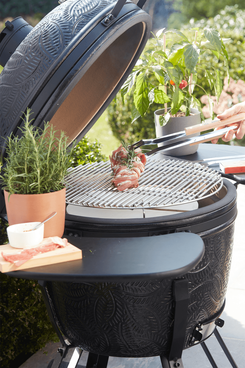 Kamado BBQ Grill XL mat zwart Kamal met zijbordjes en onderstel