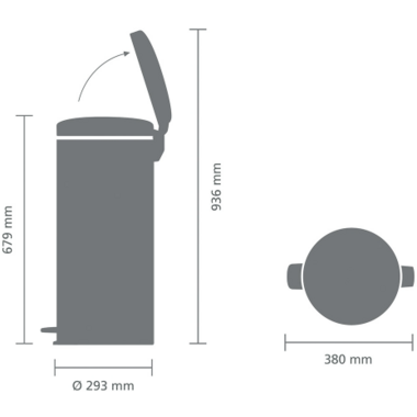 Pedaalemmer 30 L zwart RVS Newicon