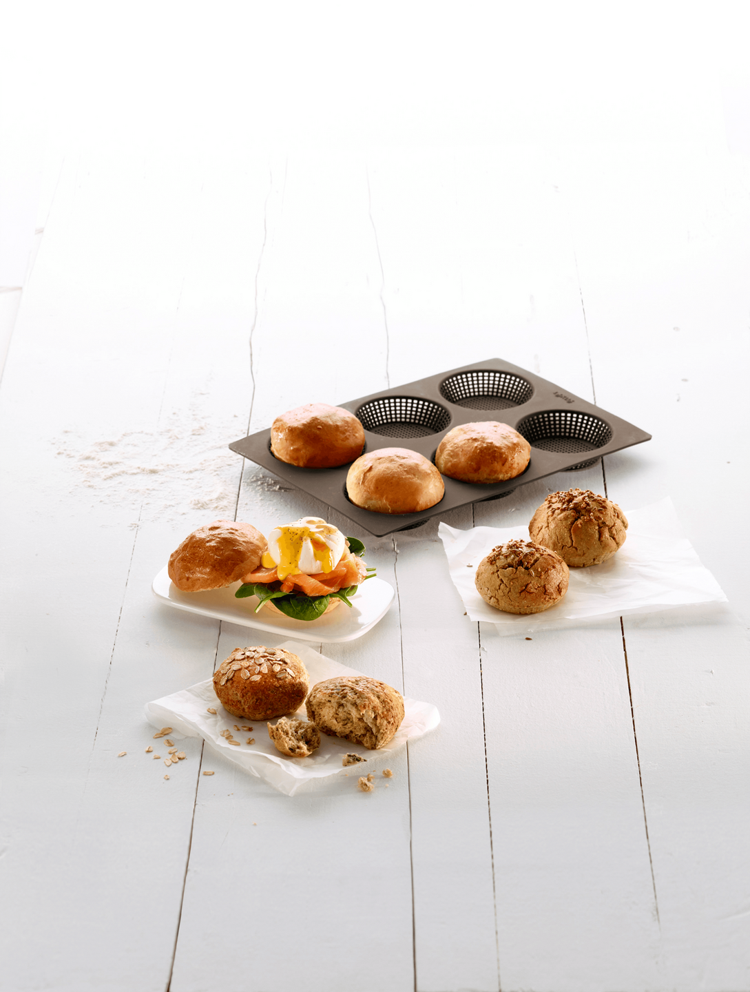 Bakvorm voor 6 Ronde Broodjes L&eacute;ku&eacute;