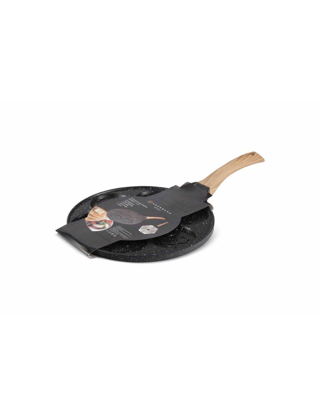 Pannenkoekenpan Keramische Coating 26 cm 7 Kops Ed&euml;nb&euml;rg Stonetec Line hout