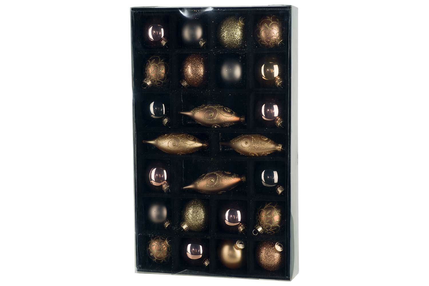 Kerstballen 24 stuks mixed bruin