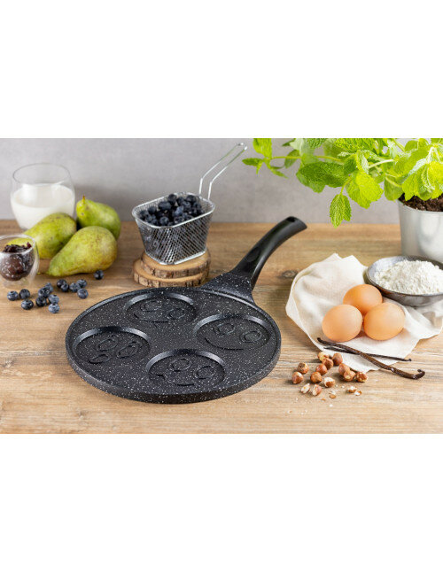 Pannenkoekenpan Keramische Coating 26 cm 4 Kops Smiley Ed&euml;nb&euml;rg Stonetec Line