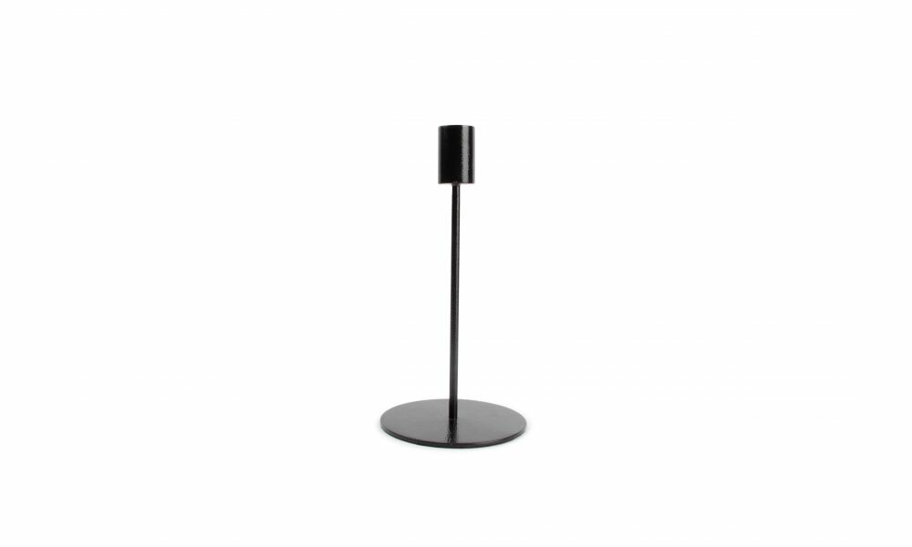 Kandelaar 10 x 20 cm Metaal Zwart Pillar