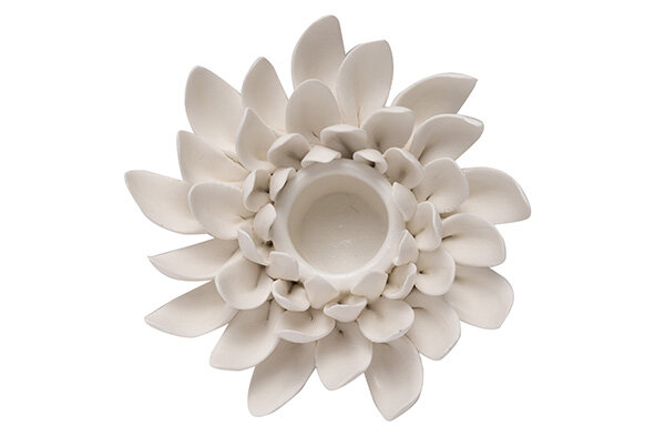 Kandelaar Cr&egrave;me 10 x 10 x 4,5 cm Flower