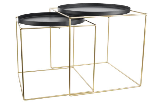 Bijzettafel 2-delig Mat Zwart Metaal Cosy &amp; Home