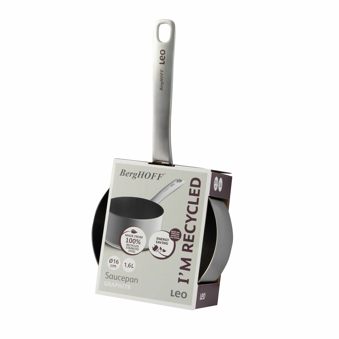 Steelpan 16&nbsp;cm RVS Graphite LEO RECYCLED