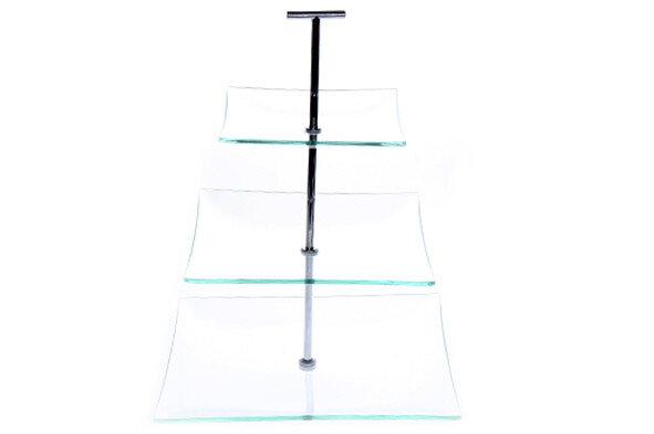 Etagere glas 3 laags vierkant