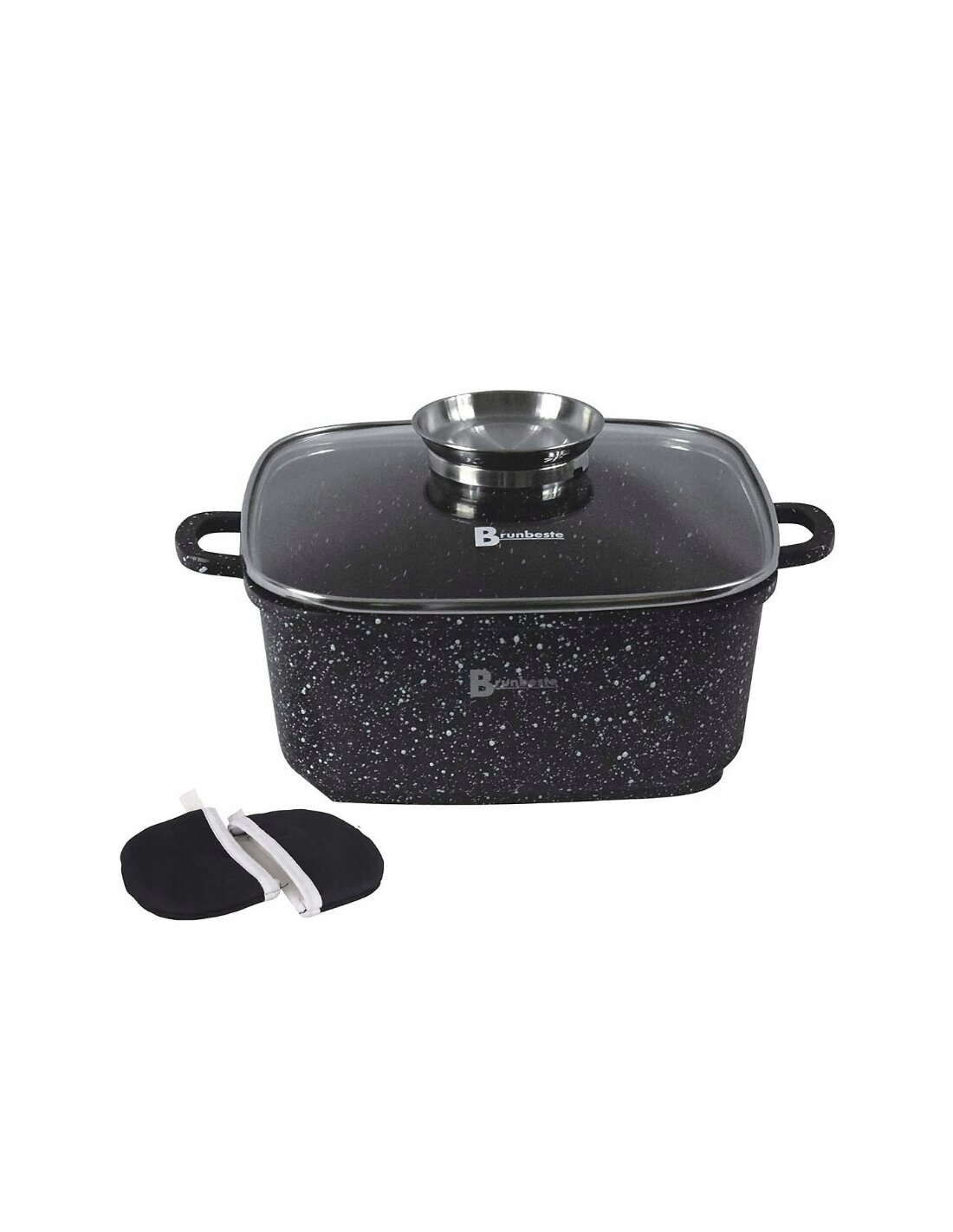 Braadpan Keramische Coating 28&nbsp;cm Zwart Vierkant Brunbeste