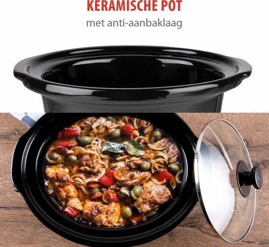 Slowcooker 3,5 liter RVS keramische binnenpan Royalty Line 