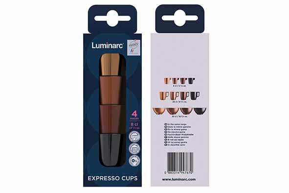 Espressokopje met oor 8 cl set van 4 Flashy