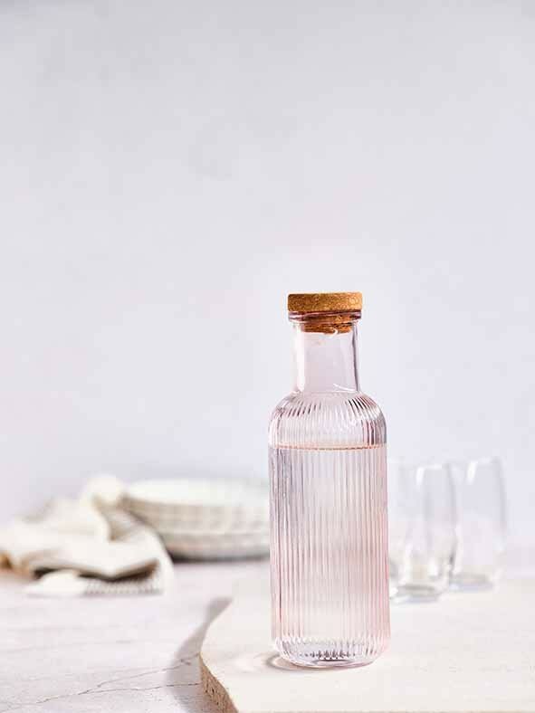Fles 1 liter met kurk Raya Roze