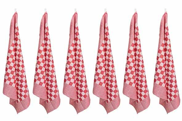 Theedoek Rood Set van 6