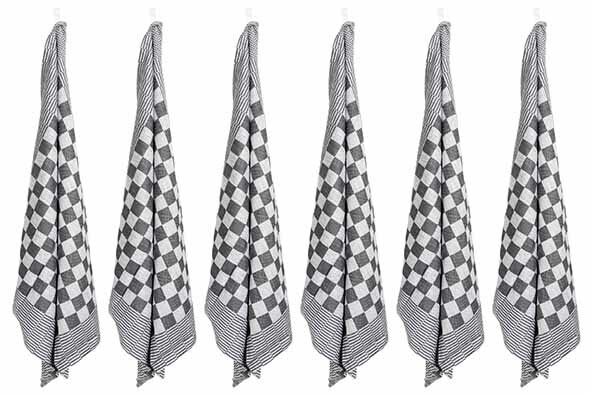 Theedoek Zwart Set van 6