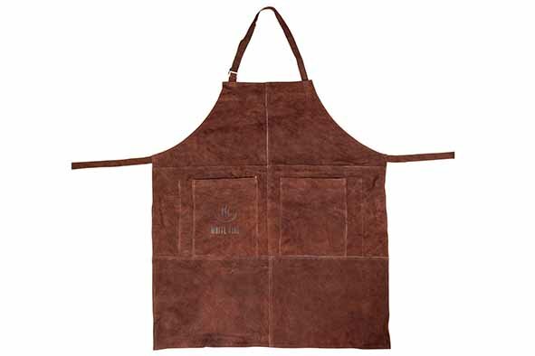 Leren schort met 2 zakken bruin Accessoires