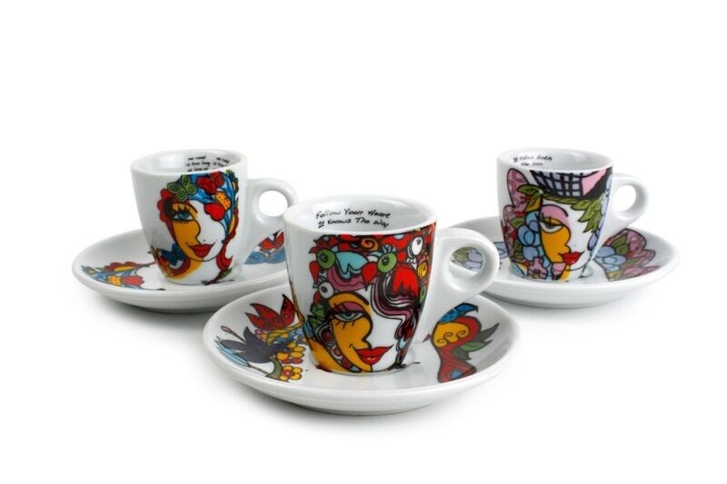 Mokka kopjes&nbsp;met schotels set 6 Josien Broeren