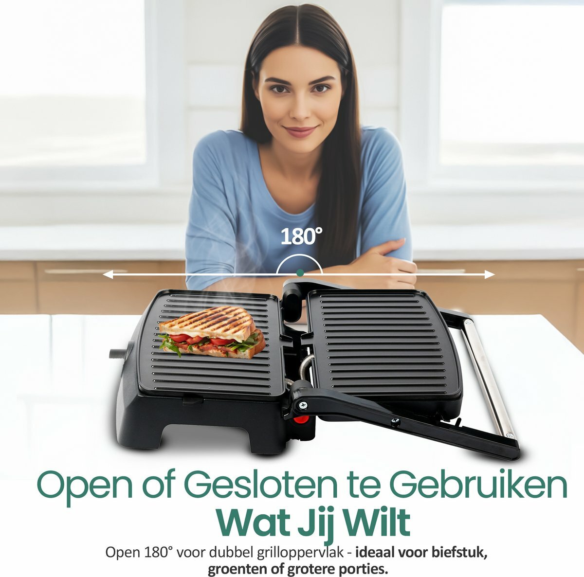 Contactgrill Zwart Emerio 