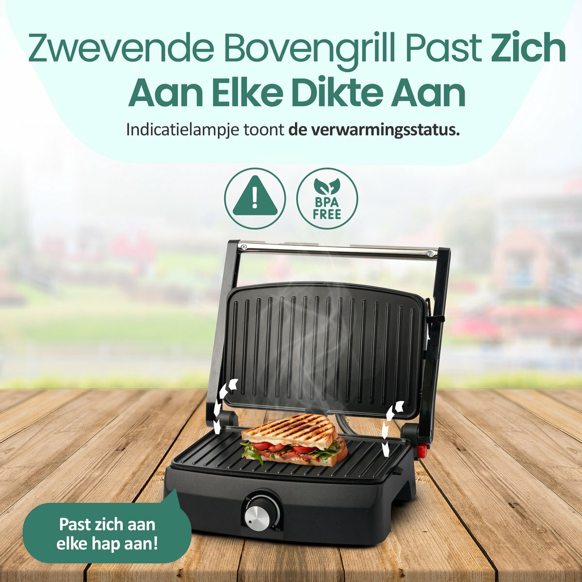 Contactgrill Zwart Emerio 