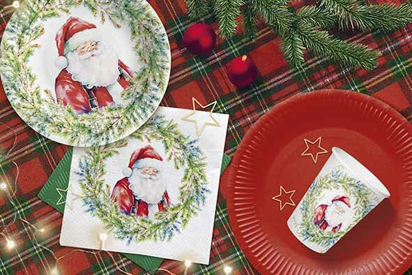Bord karton 18 cm Christmas set van 8 PAW