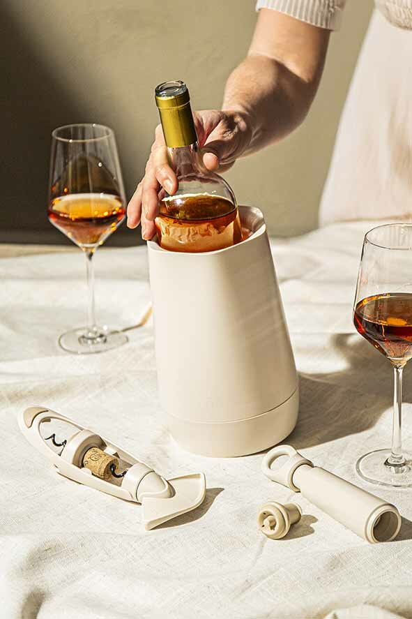 Wijnset 4-delig Vacu Vin sand