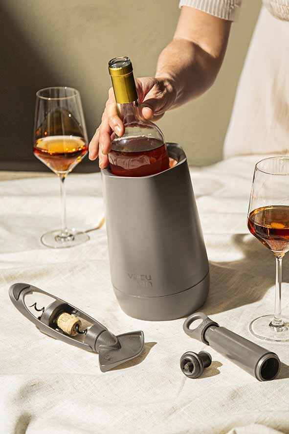 Wijnset 4-delig Vacu Vin graphite