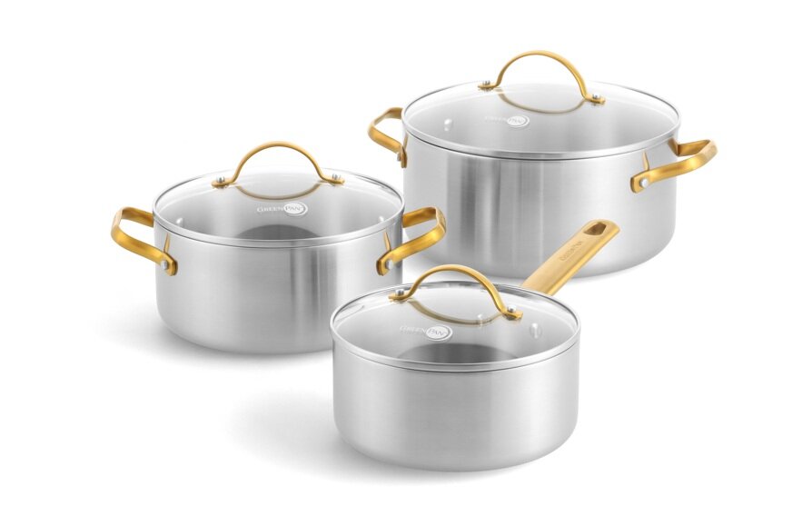 Pannenset RVS 6-delig Greenpan Padova 3-Ply uncoated 