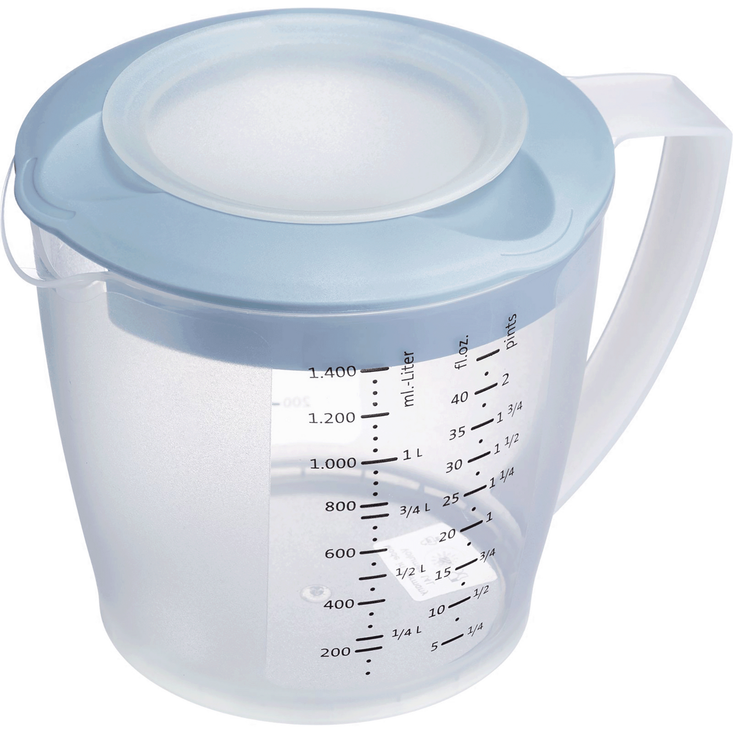 Maatbeker met deksel blauw 1,4 Liter