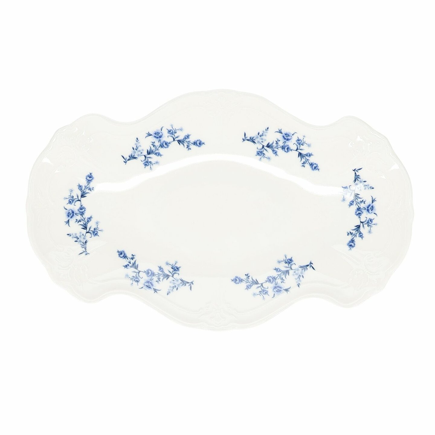 Serveerschaal 39 cm x 25 cm Blue Flower Retro